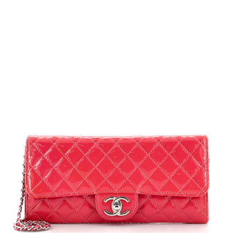 Chanel Wallet On Chain Clutch Quilted Patent East West Red 2143981