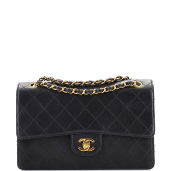 Chanel Vintage Classic Single Flap Bag Stitched Lambskin Medium