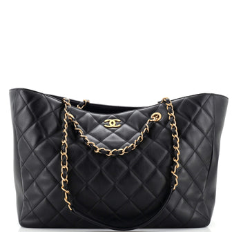Chanel Open Shopping Tote Quilted Lambskin Large Black 21439928