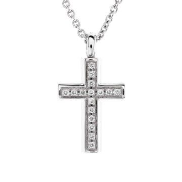 Bvlgari Latin Cross Necklace 18K White Gold and Diamonds
