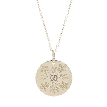 Gucci Icon Blooms Pendant Necklace 18K White Gold and Enamel