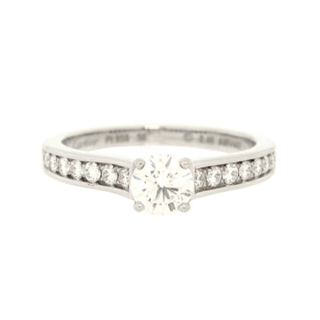 Cartier Solitaire 1895 Ring Platinum with RBC Diamond G/VVS1 and Pave Diamonds 0.41CT