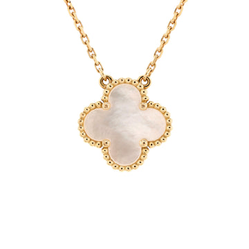 Van Cleef & Arpels Vintage Alhambra Pendant Necklace 18K Yellow Gold and Mother of Pearl