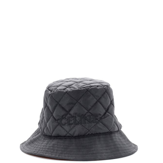 Celine Logo Bucket Hat Quilted Nylon