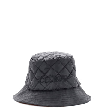 Celine Logo Bucket Hat Quilted Nylon