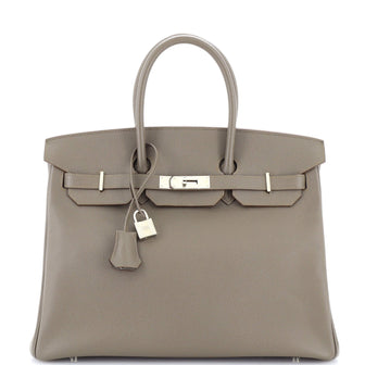 Hermes Birkin Handbag Grey Epsom with Palladium Hardware 35