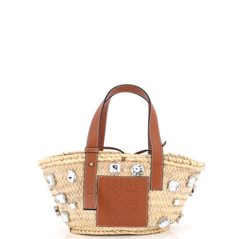 Loewe Basket Tote Crystal Embellished Raffia Small