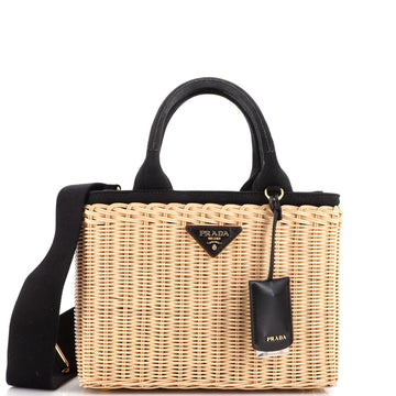 Prada Basket Bag Wicker with Canapa Small