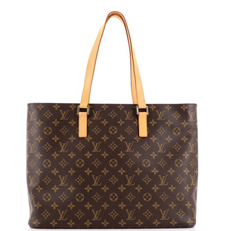 LOUIS VUITTON LUCO TOTE BROWN LEATHER & LV MONOGRAM CANVAS PURSE BAG  POCKETBOOK