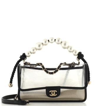 Chanel Sand By The Sea Pearl Flap Bag PVC with Lambskin Medium