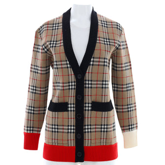 Burberry Women's Glaisnock Plaid Cardigan Wool Blend