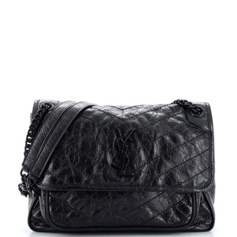 Saint Laurent Niki Chain Flap Bag Matelasse Chevron Leather Medium