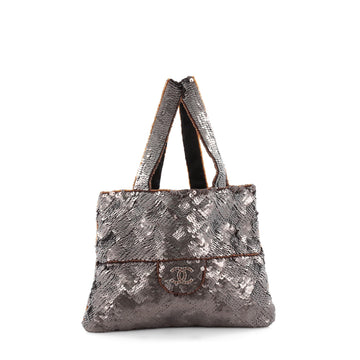 Chanel Trompe L'Oeil CC Evening Bag Sequins Gray