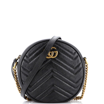 Gucci GG Marmont Round Shoulder Bag Matelasse Leather Mini