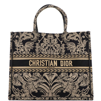 Christian Dior Book Tote Embroidered Canvas Large
