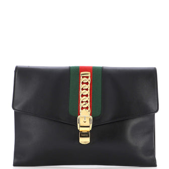 Gucci Sylvie Clutch Leather Maxi