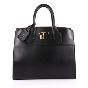 Louis Vuitton City Steamer Handbag Leather GM Black 2145301