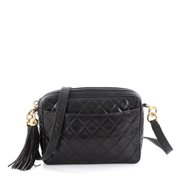 Chanel Vintage Camera Tassel Bag Quilted Leather Small Black