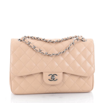 Chanel Classic Double Flap Bag Quilted Caviar Jumbo Neutral