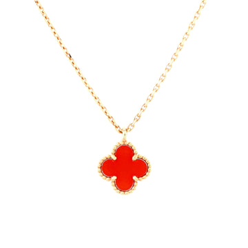 Van Cleef & Arpels Sweet Alhambra Pendant Necklace 18K Rose Gold and Carnelian