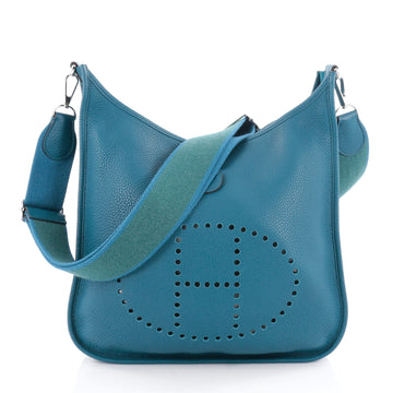 Hermes Evelyne Crossbody Gen III Clemence PM Blue 2145902
