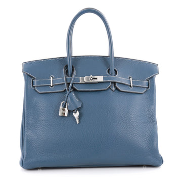 Hermes Birkin Handbag Blue Clemence with Palladium 2145904