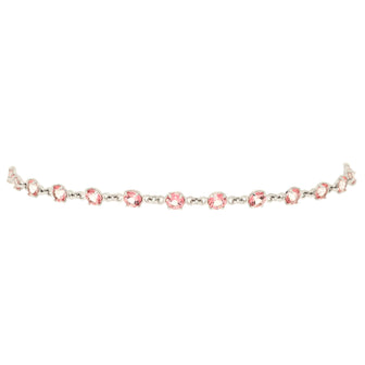 Gucci GG Running Chain Toggle Bracelet 18K White Gold and Pink Topaz