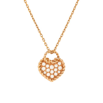 Cartier Torta Heart Pendant Necklace 18K Rose Gold with Pave Diamonds