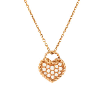 Cartier Torta Heart Pendant Necklace 18K Rose Gold with Pave Diamonds