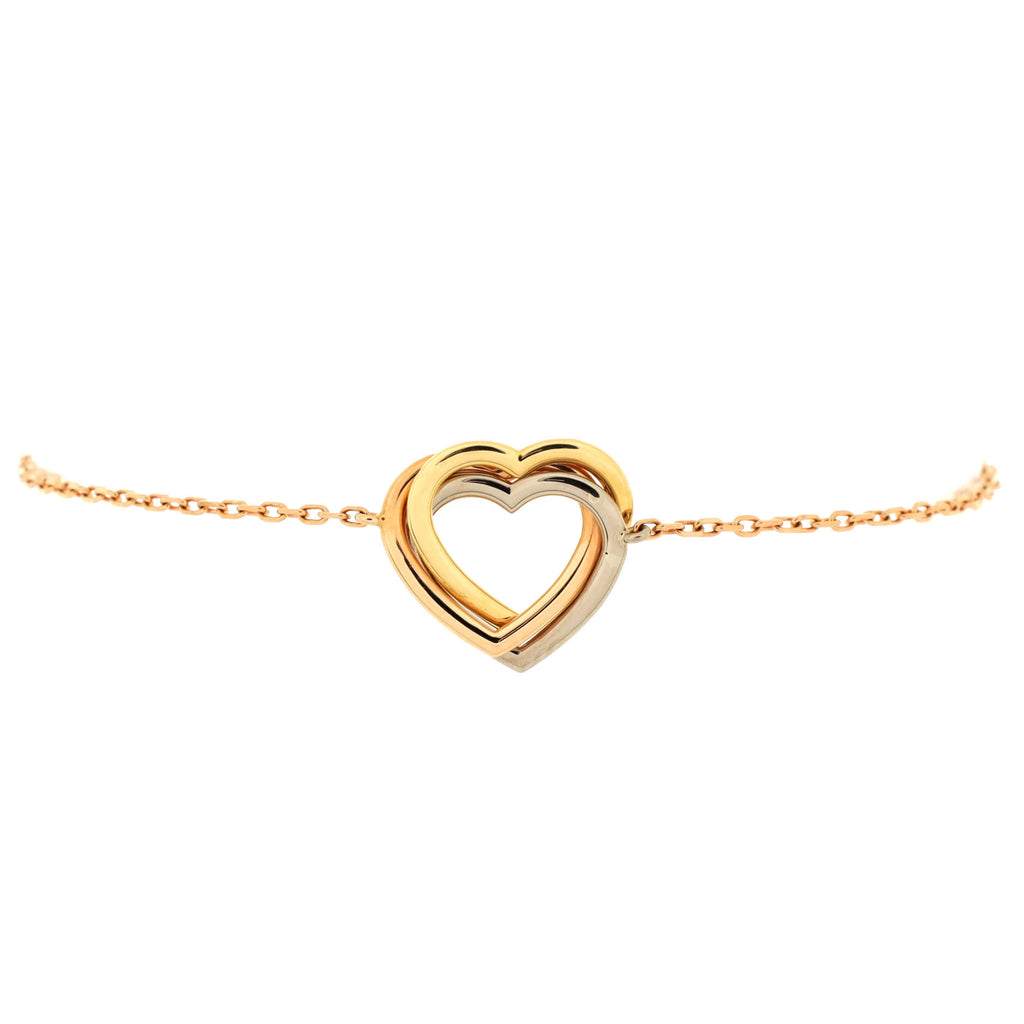 Cartier Double C Heart 18K Gold Silk Cord Bracelet