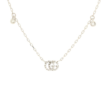 Gucci GG Running Pendant Necklace 18K White Gold with Diamonds