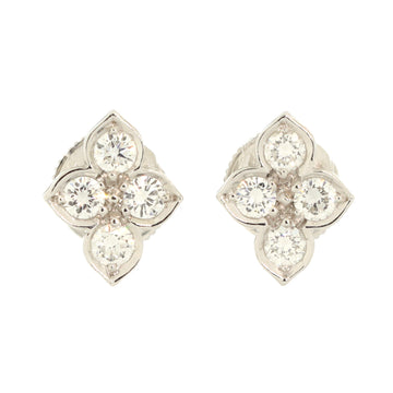 Cartier Hindu Floral Stud Earrings 18K White Gold and Diamonds