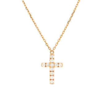 Cartier Cross Pendant Necklace 18K Rose Gold with Diamonds