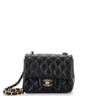 Chanel Square Classic Single Flap Bag Quilted Lambskin Mini