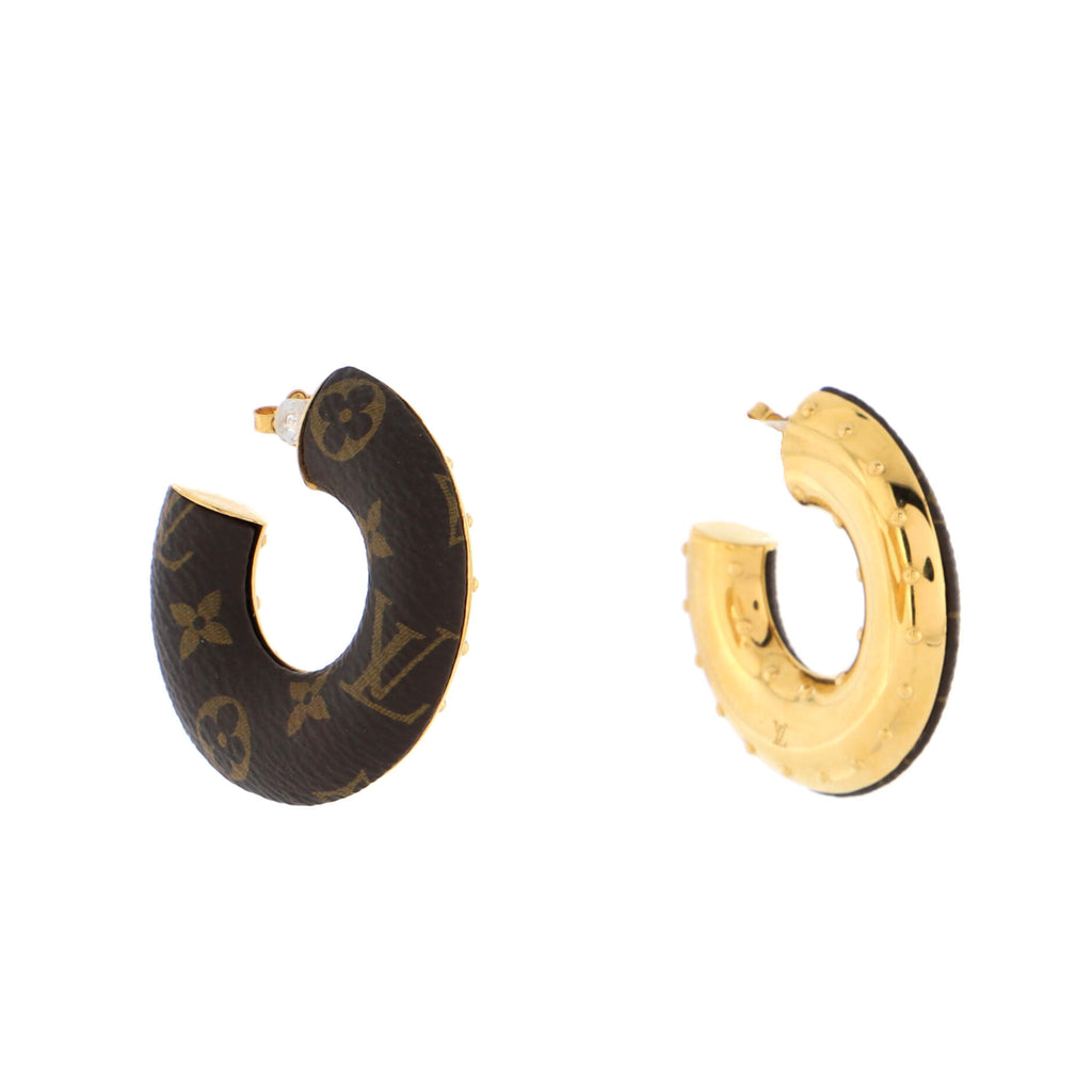 Louis Vuitton Monogram Wild Mini Hoop Earrings - Brown, Brass Hoop