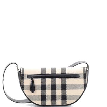 Burberry Olympia Flap Bag House Check Canvas and Leather Small