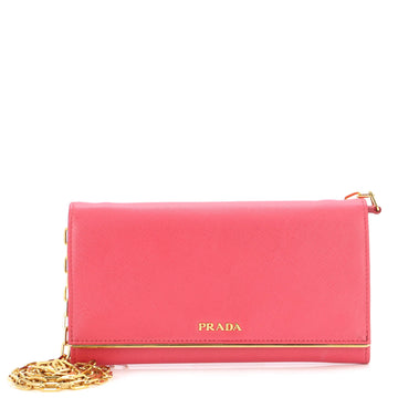Prada Wallet on Chain Saffiano Leather with Metal Detail
