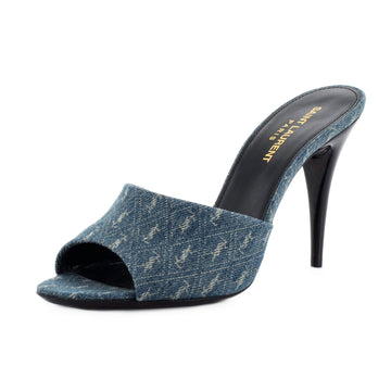 Saint Laurent Women's LA 16 Mules Monogram Denim