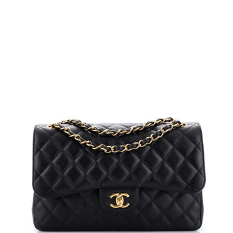 Chanel Classic Double Flap Bag Quilted Caviar Jumbo