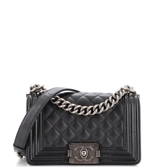 Chanel Boy Flap Bag Quilted Caviar Small