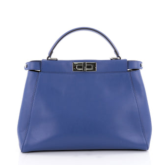 Fendi Peekaboo Monster Handbag Calfskin and Python Regular Blue 2147602