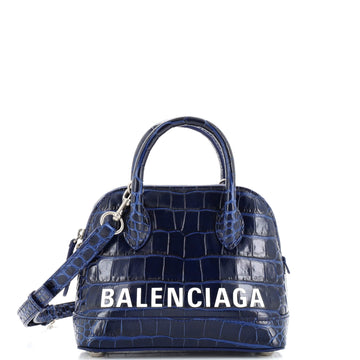 Balenciaga Logo Ville Bag Crocodile Embossed Leather XXS