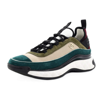 Chanel Women's CC Cap Toe Logo Sneakers Suede and Mixed Fibers