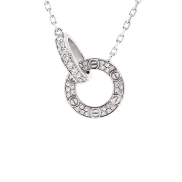 Cartier Love Interlocking Pave Necklace 18K White Gold and Diamonds
