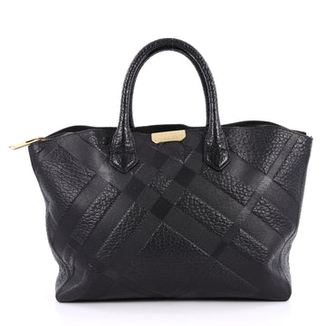 Burberry Dewsbury Convertible Tote Embossed Check Black 2148201