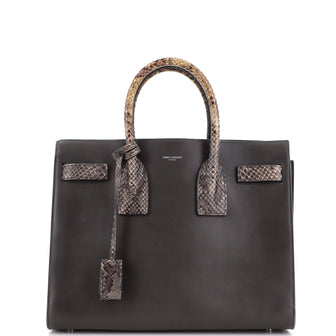 Saint Laurent Sac de Jour NM Bag Leather with Python Embossed Detail Small