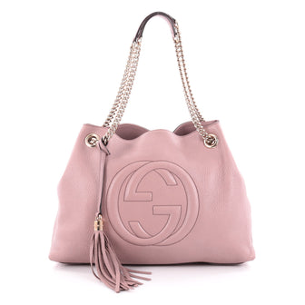Gucci Soho Shoulder Bag Chain Strap Leather Medium Pink 2148601