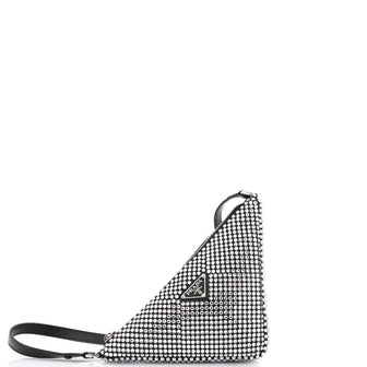 Prada Triangle Pouch Crystal Embellished Satin