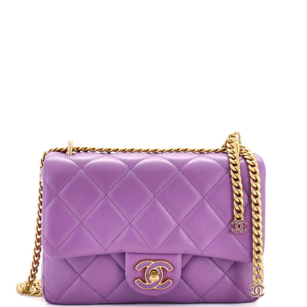 Chanel Heart Clutch With Chain 22S Purple Lambskin in Lambskin Leather with  Goldtone  US