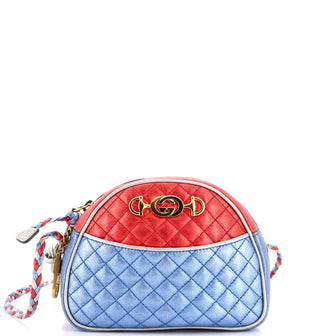 Gucci Trapuntata Camera Shoulder Bag Quilted Laminated Leather Mini
